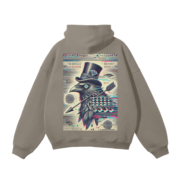 Crow and Hat P*rn Style Rear Print Oversized Hoodie Westminster Vault