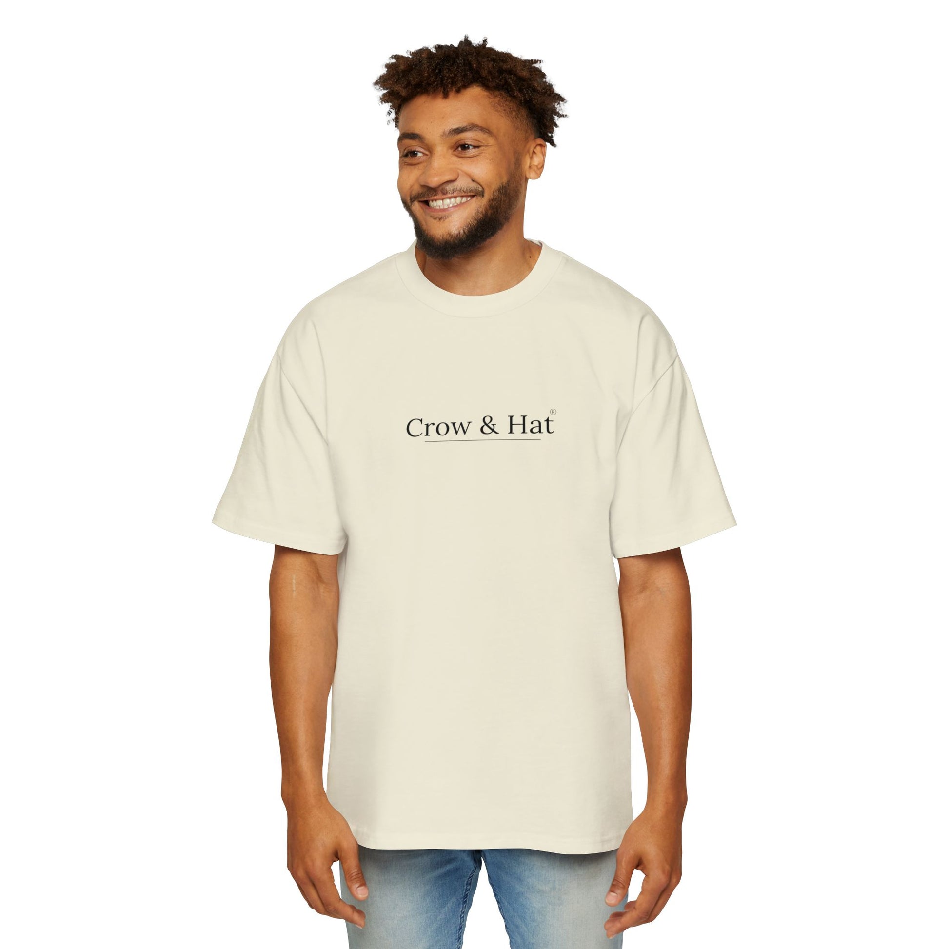 Crow and Hat Oversized Heavyweight T-Shirt (Men's) Printify