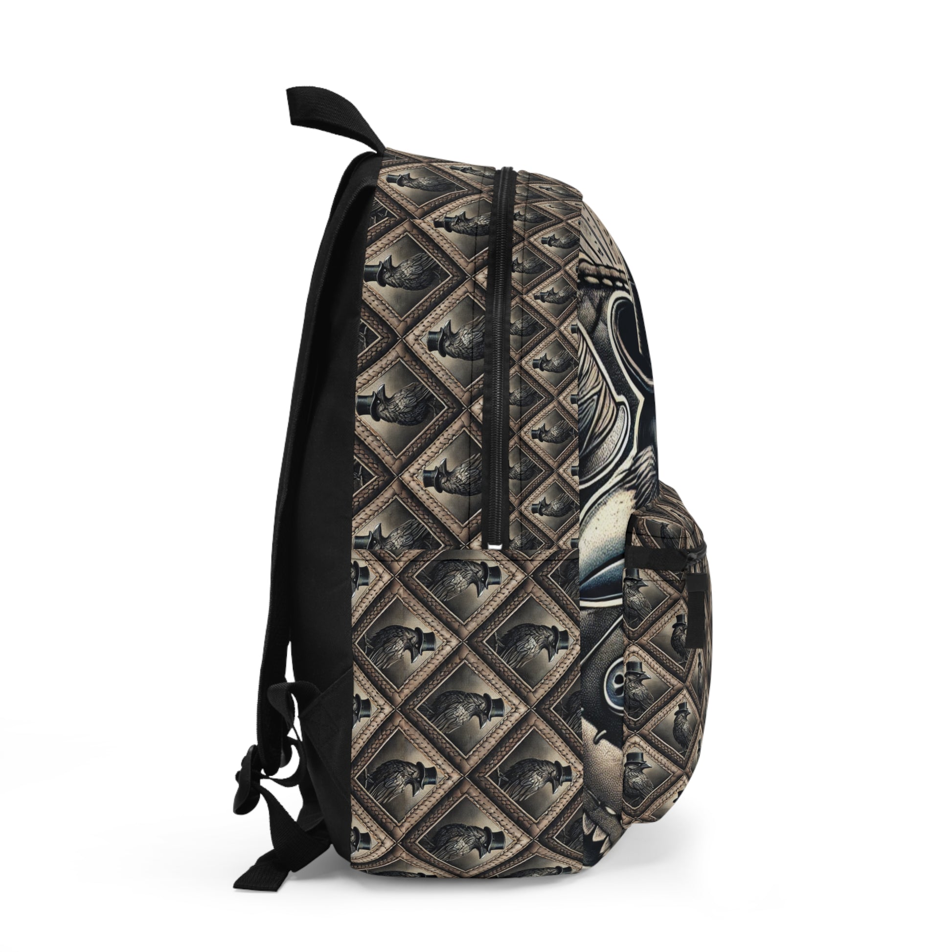 Crow and Hat Printed Diamond Design Backpack Westminster Vault