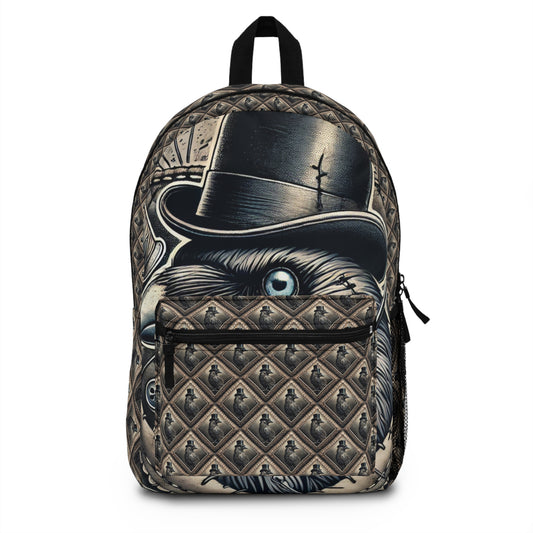 Crow and Hat Printed Diamond Design Backpack Westminster Vault