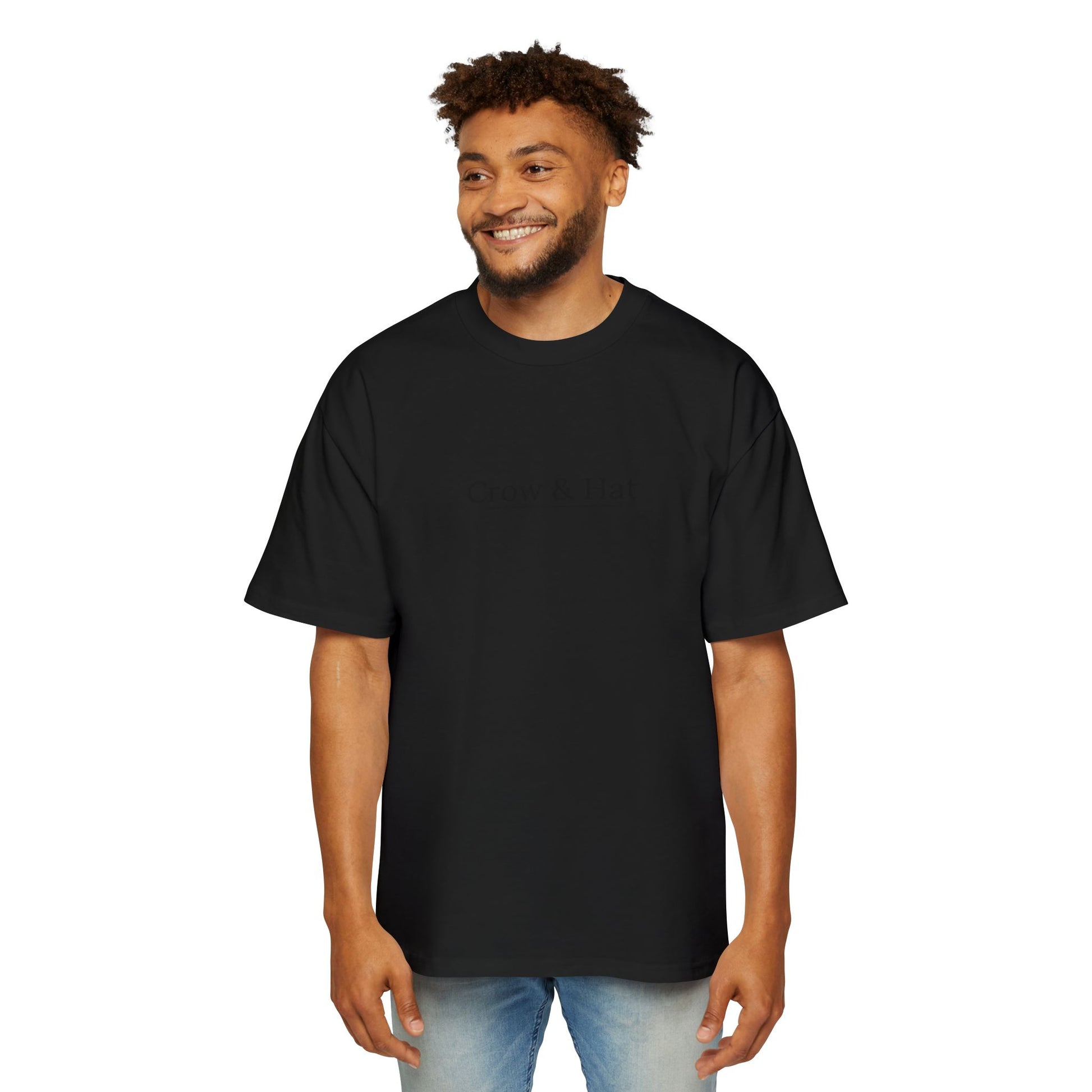 Crow and Hat Oversized Heavyweight T-Shirt (Men's) Printify