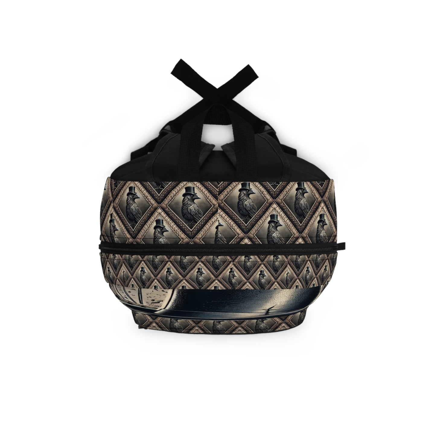 Crow and Hat Printed Diamond Design Backpack Westminster Vault