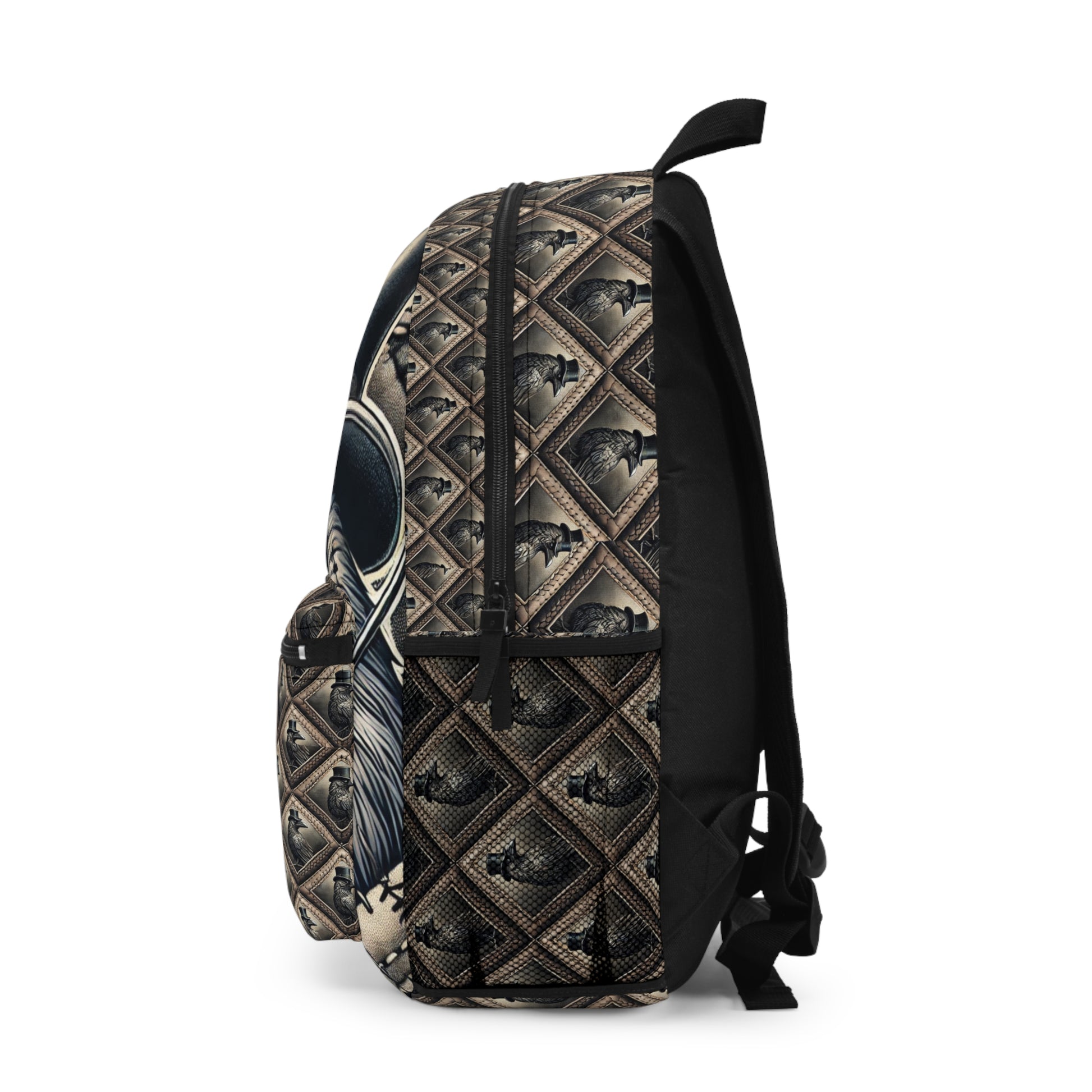 Crow and Hat Printed Diamond Design Backpack Westminster Vault