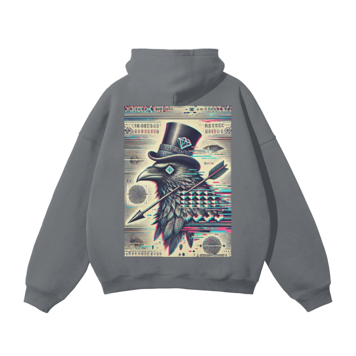 Crow and Hat P*rn Style Rear Print Oversized Hoodie Westminster Vault