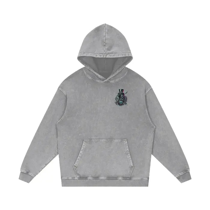 Crow and Hat Acid Wash Oversize Hoodie (Unisex) Westminster Vault