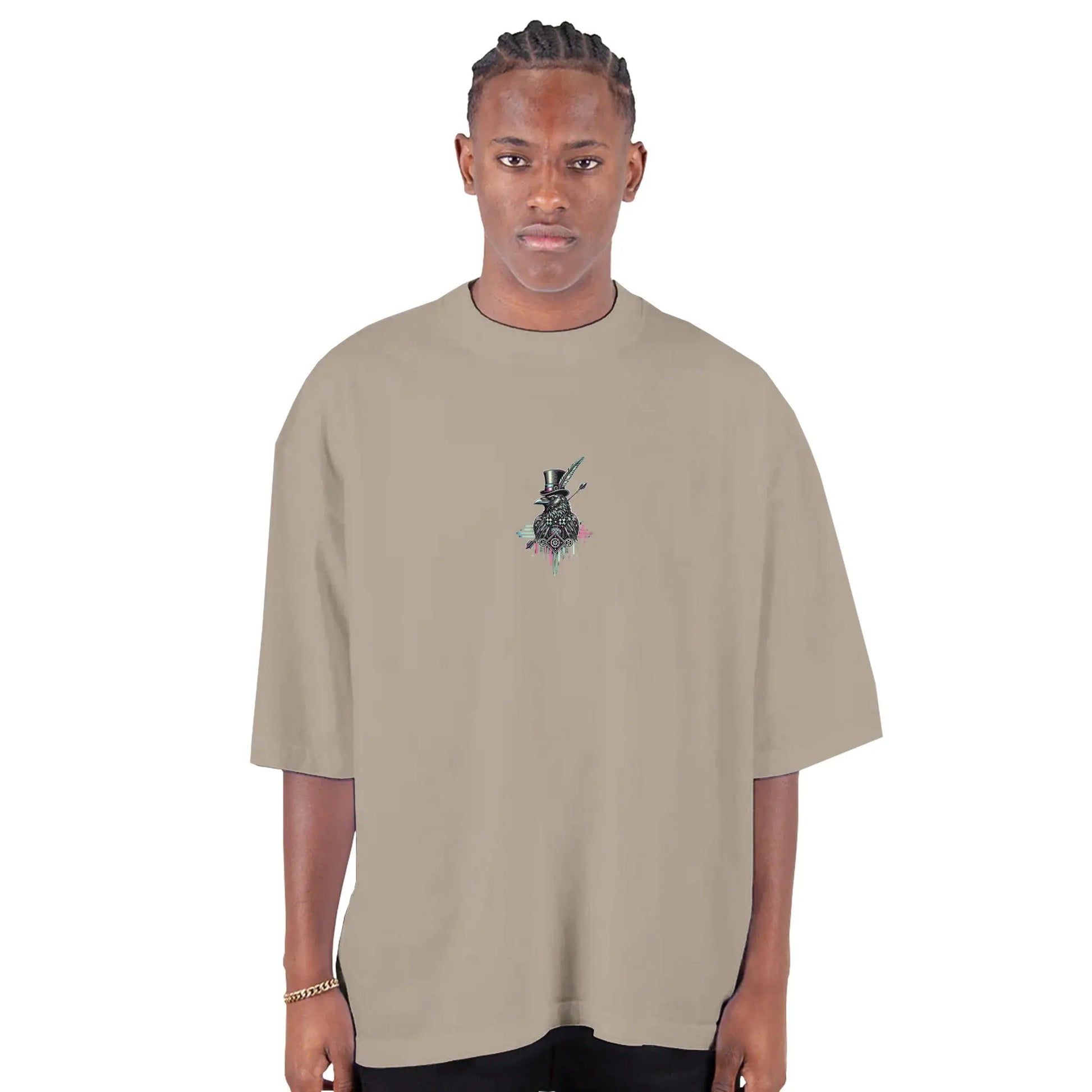 Crow and Hat Oversized Drop-Shoulder Crewneck T-Shirt (Men's) Westminster Vault