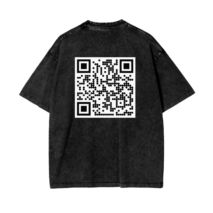 Crow and Hat P* Style QR Print Rear Acid Wash Oversize T-Shirt Westminster Vault