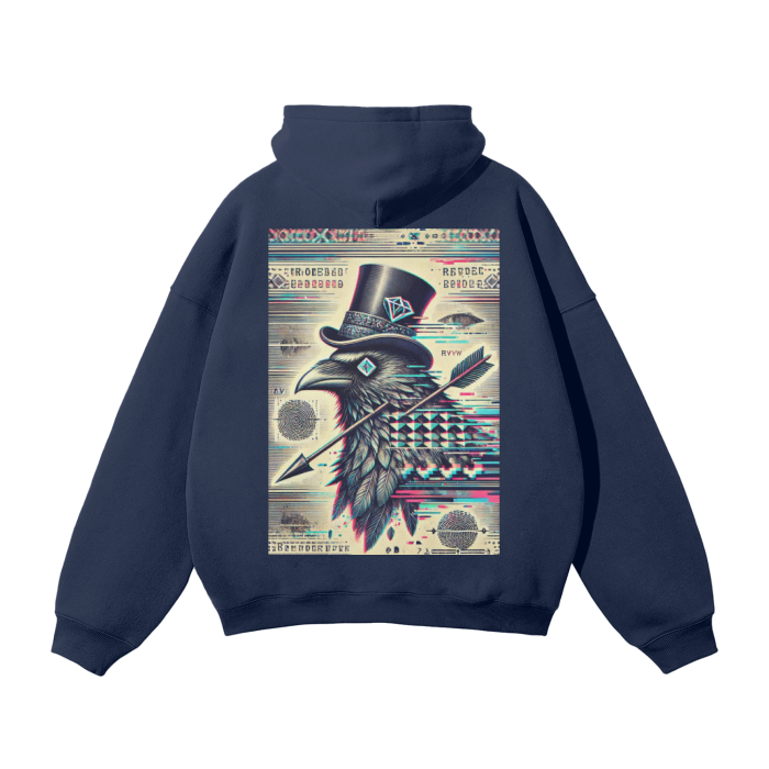 Crow and Hat P*rn Style Rear Print Oversized Hoodie Westminster Vault