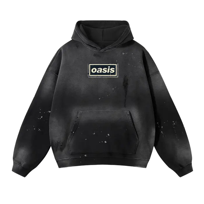 Oasis Vintage Wash Frayed Fleece Hoodie (Unisex) Westminster Vault