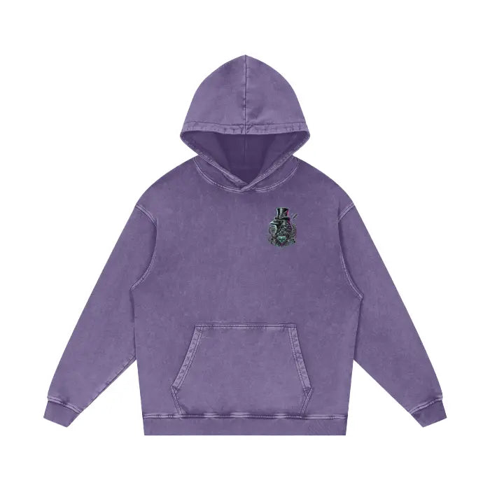 Crow and Hat Acid Wash Oversize Hoodie (Unisex) Westminster Vault