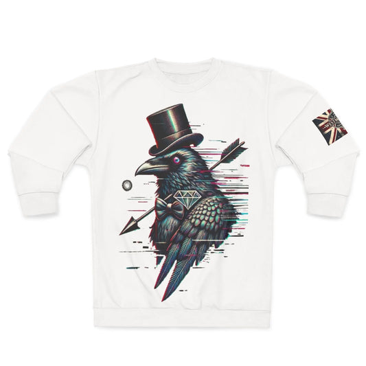 Crow and Hat Large Glitch Print  Sweatshirt (Unisex) Westminster Vault