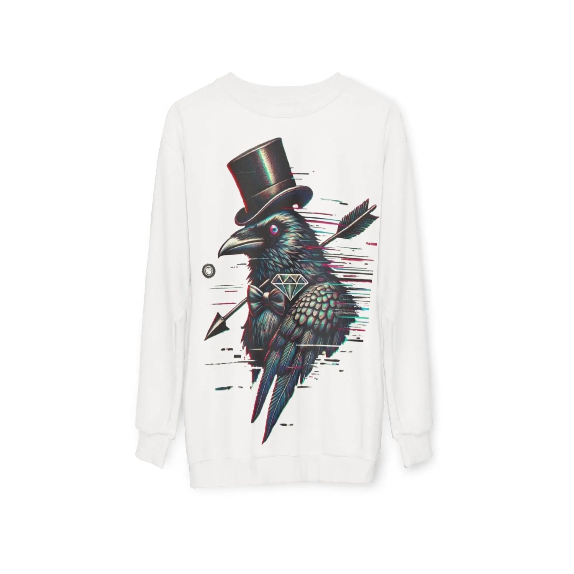 Crow and Hat Large Glitch Print  Sweatshirt (Unisex) Westminster Vault