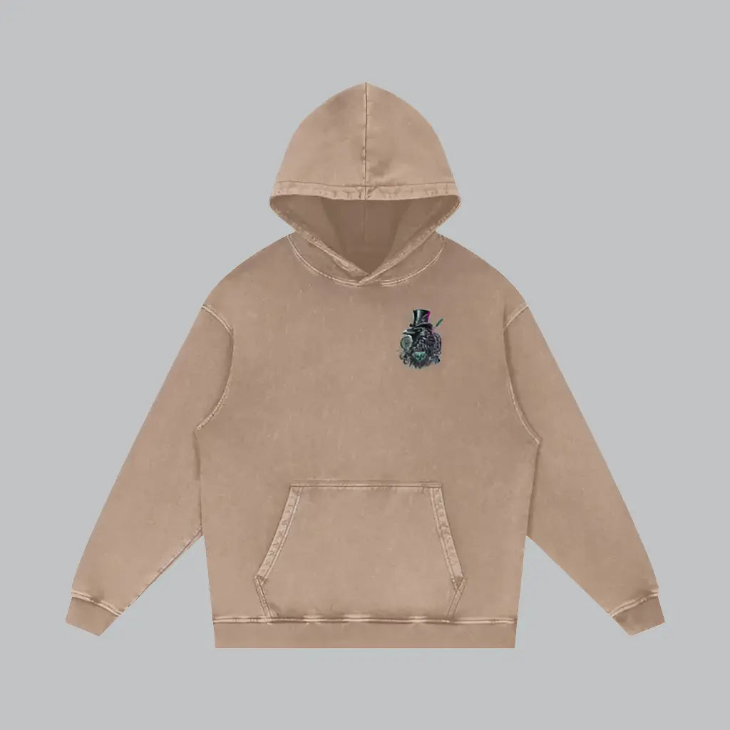 Crow and Hat Acid Wash Oversize Hoodie (Unisex) Westminster Vault