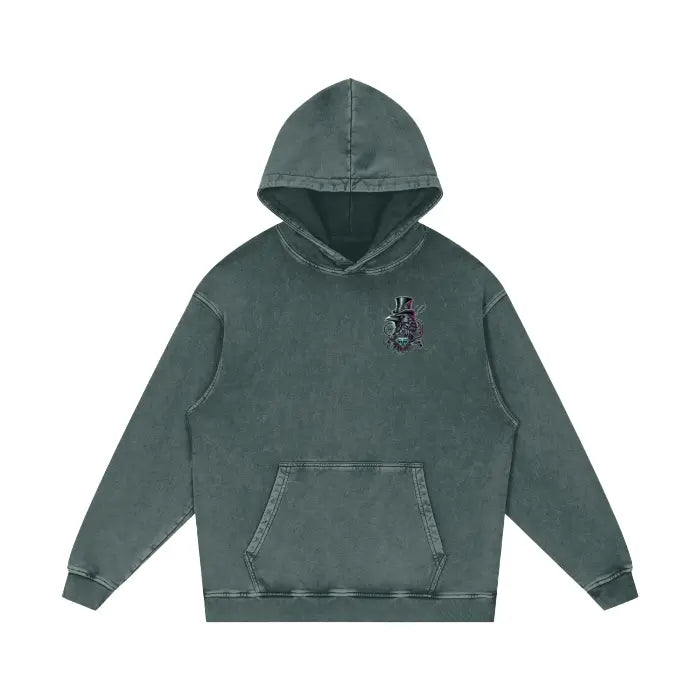 Crow and Hat Acid Wash Oversize Hoodie (Unisex) Westminster Vault