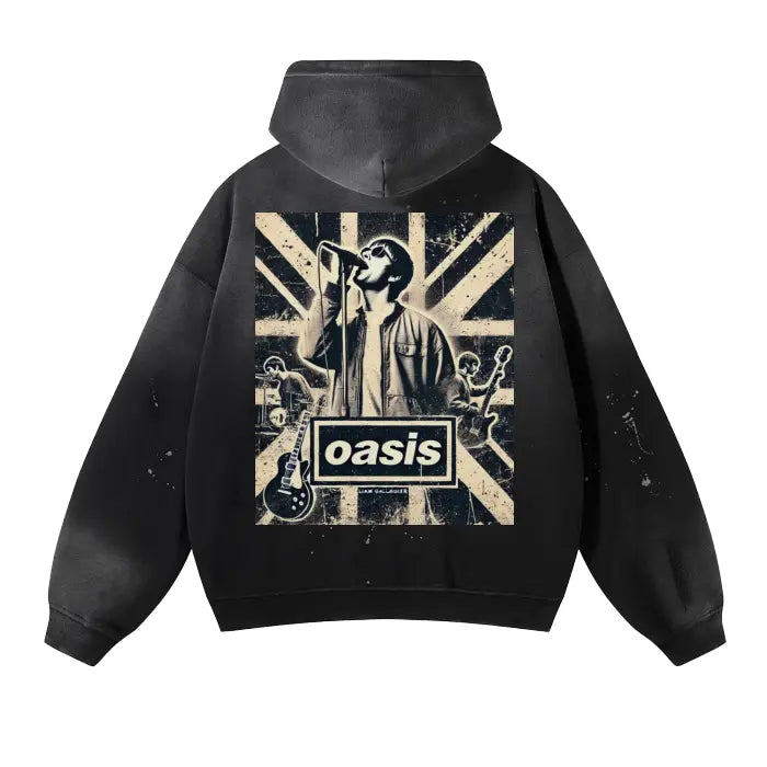 Oasis Vintage Wash Frayed Fleece Hoodie (Unisex) Westminster Vault