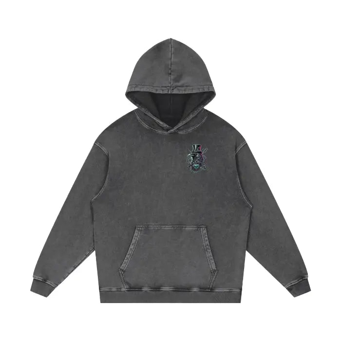 Crow and Hat Acid Wash Oversize Hoodie (Unisex) Westminster Vault