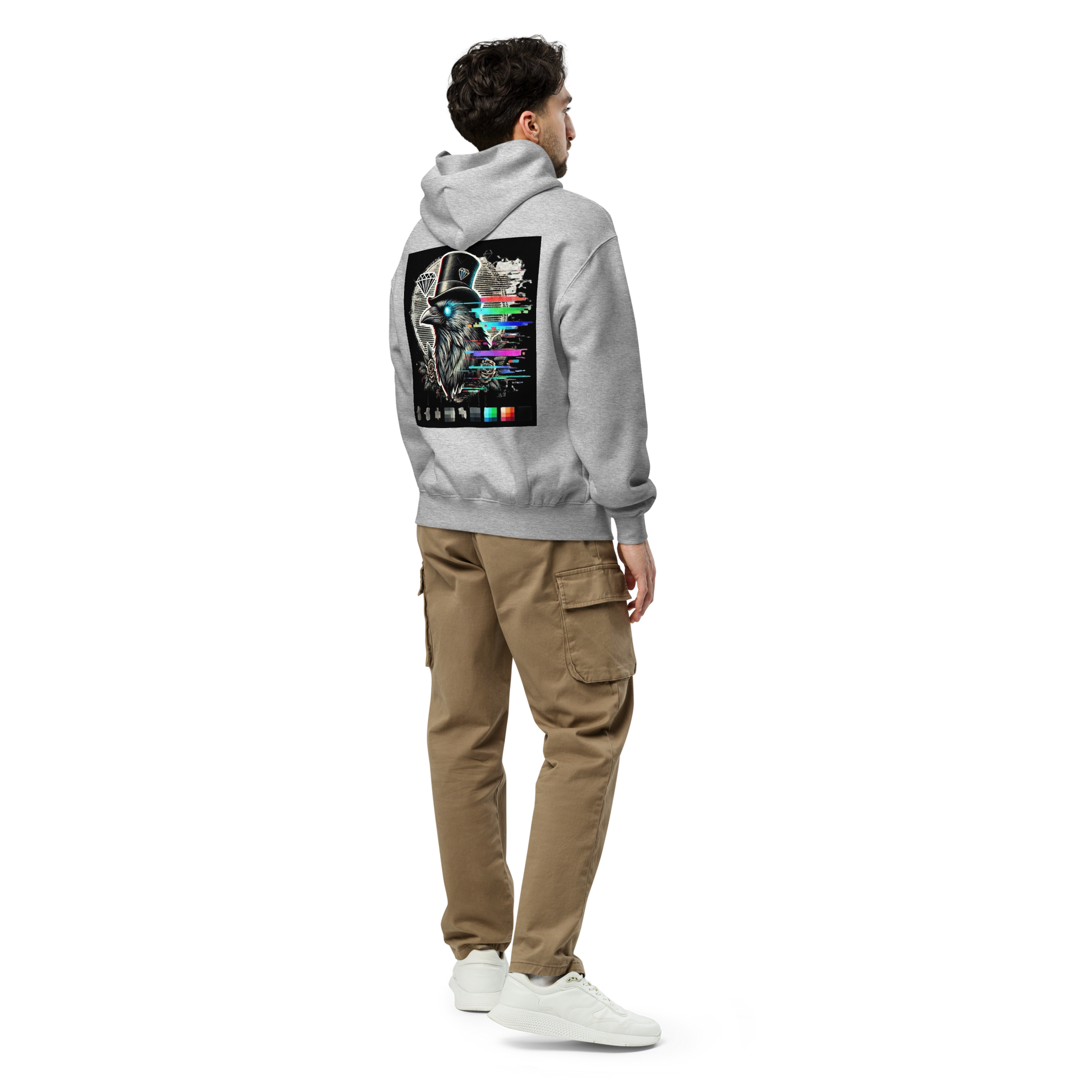 Crow and Hat Rear Moon Glitch Oversized Hoodie (Unisex) Westminster Vault