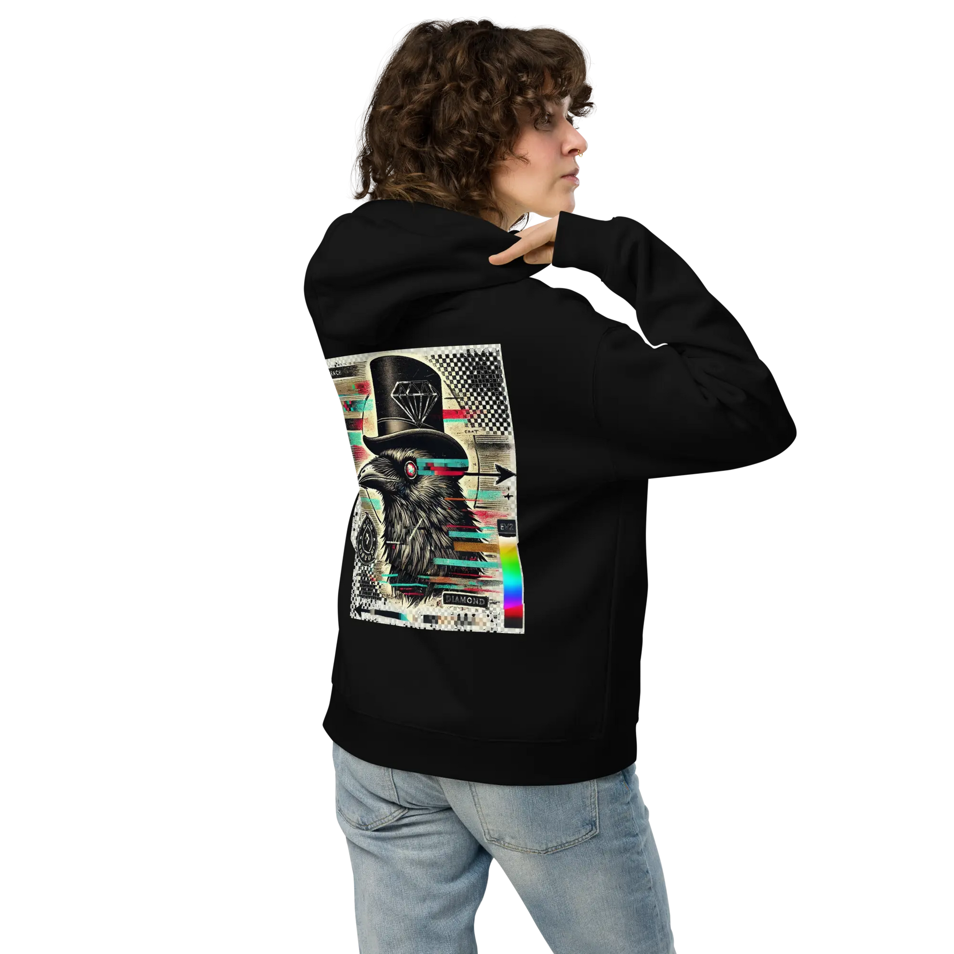 Crow and Hat Left Chest Print Hoodie (Unisex) Westminster Vault